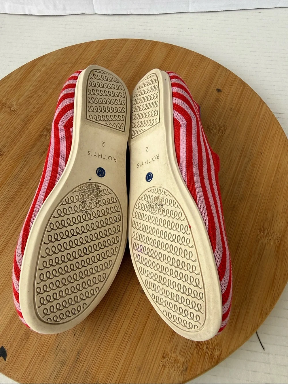 Rothy’s Kids Mary Jane Size K2 Cherry Stripped Flats Shoes Comfort Colorful